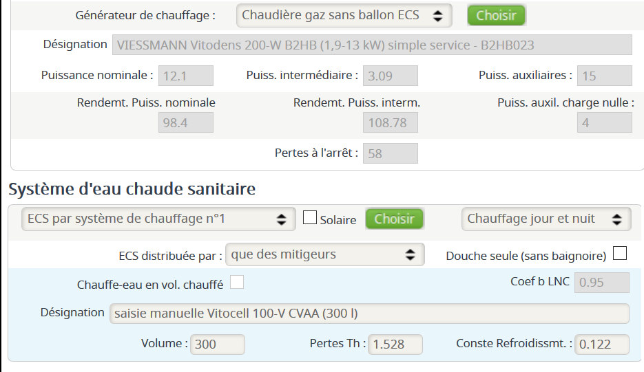 saisie manuelle ballon RT2012 Viessmann Vitocell