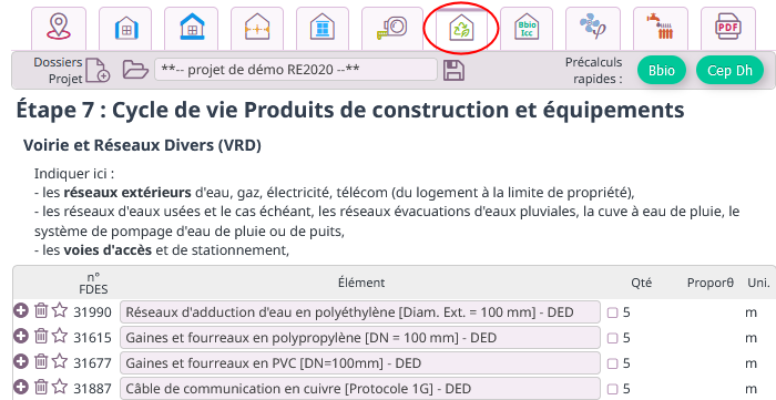 Illustration de la saisie des FDES, étape 7 dans le Logiciel Comme Un Thermicien