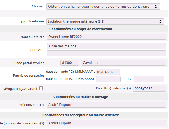 Coordonnées pour génération attestations